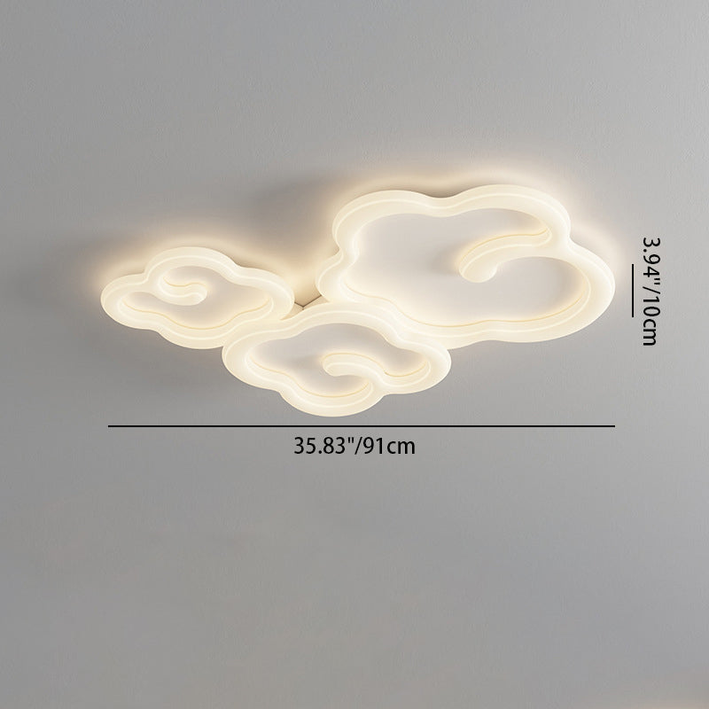 Luz de techo empotrada LED de sombra de nube auspiciosa de hierro PE creativo contemporáneo para sala de estar 