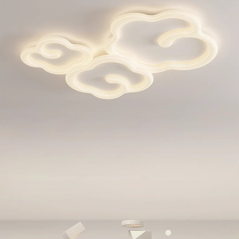 Luz de techo empotrada LED de sombra de nube auspiciosa de hierro PE creativo contemporáneo para sala de estar 