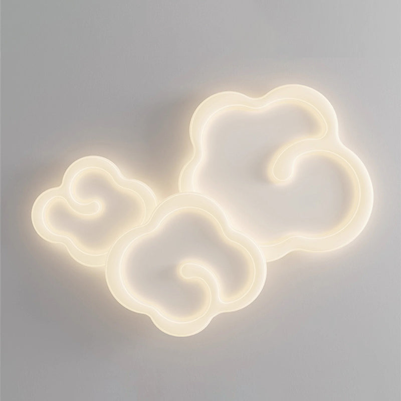 Luz de techo empotrada LED de sombra de nube auspiciosa de hierro PE creativo contemporáneo para sala de estar 