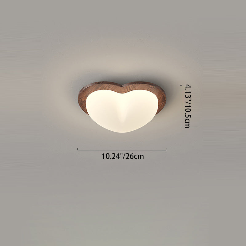 現代的な北欧スタイルのバブルスター PE シェード ウォールナット木目 LED フラッシュマウント天井灯 寝室用 