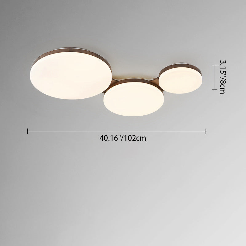 Luz de techo empotrada LED redonda de acrílico y madera de nogal nórdica contemporánea para dormitorio 