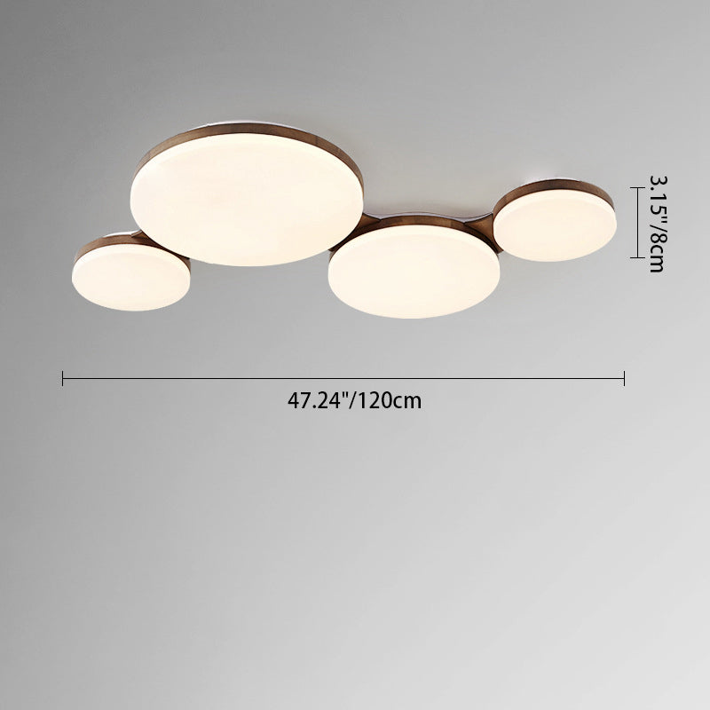 Luz de techo empotrada LED redonda de acrílico y madera de nogal nórdica contemporánea para dormitorio 