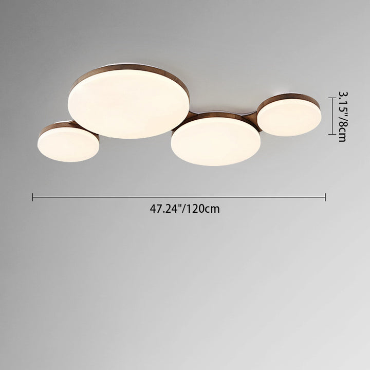 Luz de techo empotrada LED redonda de acrílico y madera de nogal nórdica contemporánea para dormitorio 
