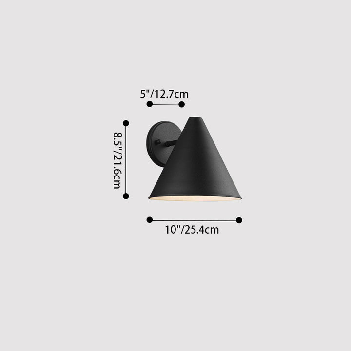 Zeitgenössische industrielle Eisen-geometrische Kegel 1-Licht Outdoor wasserdichte Wandleuchte für Außenbereich Terrasse 