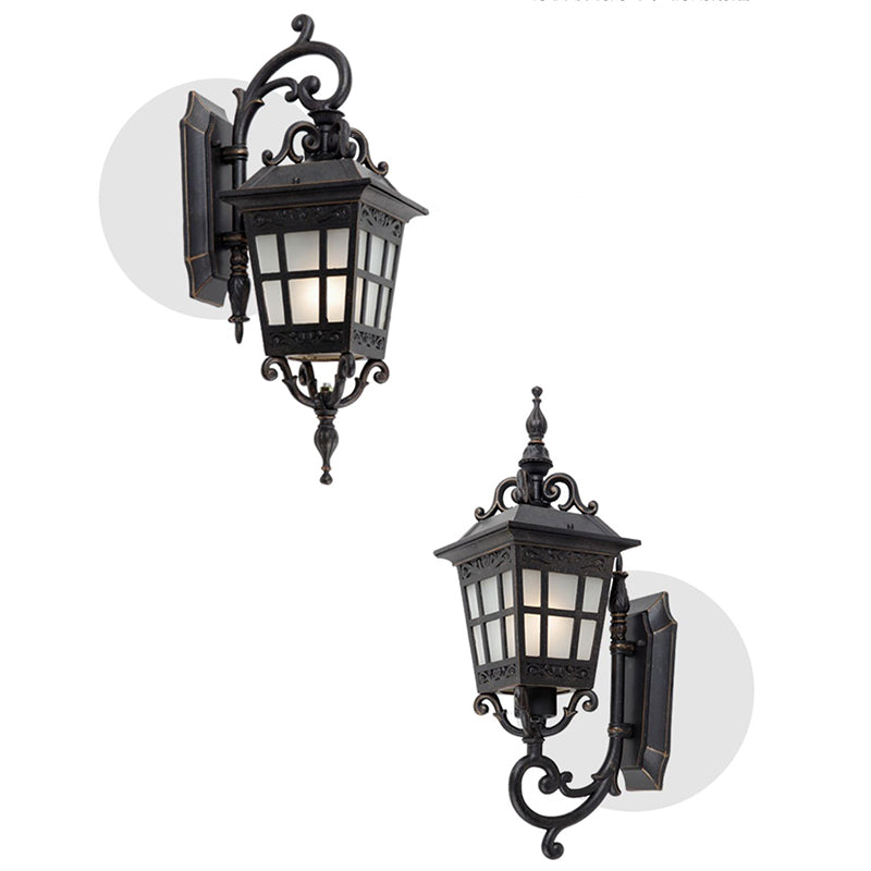 Cadre en aluminium industriel contemporain avec verre dépoli, applique murale étanche à 1 lumière pour terrasse extérieure 