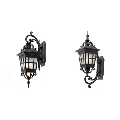 Cadre en aluminium industriel contemporain avec verre dépoli, applique murale étanche à 1 lumière pour terrasse extérieure 