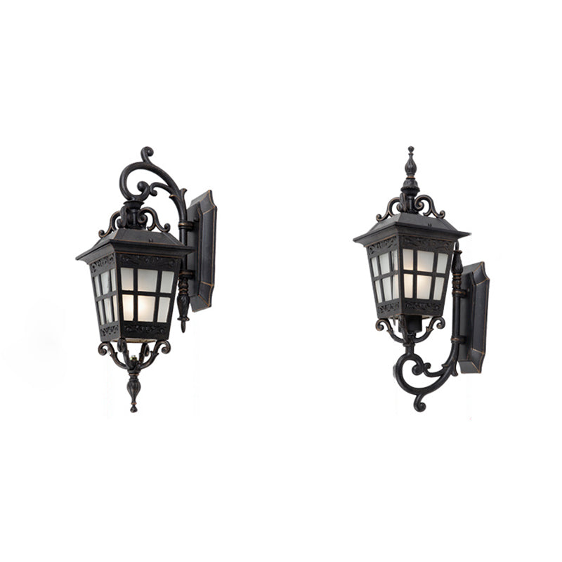 Cadre en aluminium industriel contemporain avec verre dépoli, applique murale étanche à 1 lumière pour terrasse extérieure 