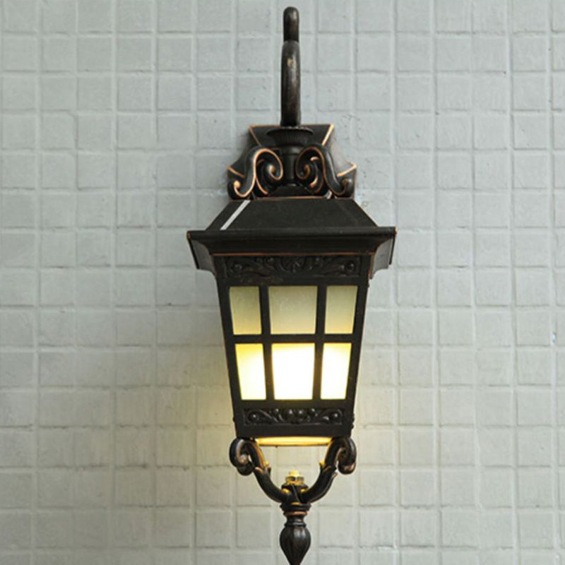 Cadre en aluminium industriel contemporain avec verre dépoli, applique murale étanche à 1 lumière pour terrasse extérieure 