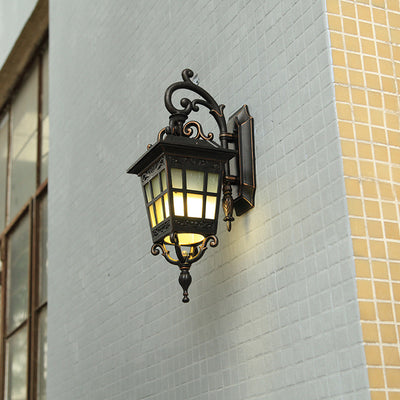 Cadre en aluminium industriel contemporain avec verre dépoli, applique murale étanche à 1 lumière pour terrasse extérieure 