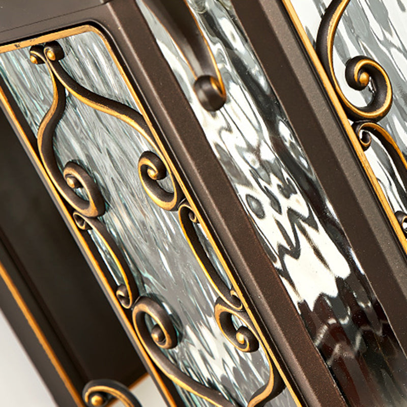 Cadre de sculpture en arc en aluminium européen traditionnel avec verre ondulé à une lumière, applique murale étanche pour jardin 