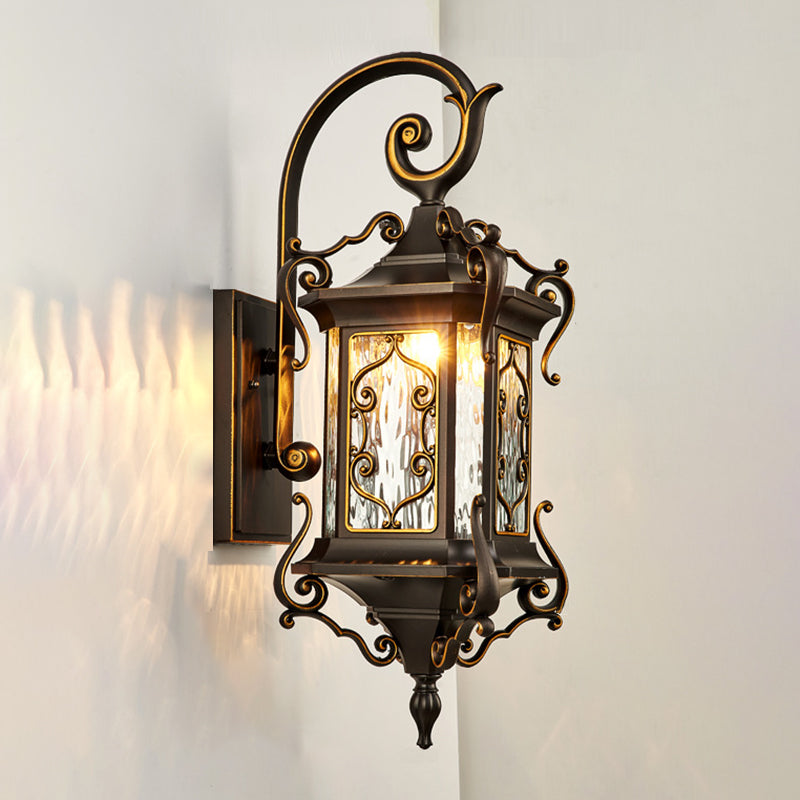 Cadre de sculpture en arc en aluminium européen traditionnel avec verre ondulé à une lumière, applique murale étanche pour jardin 