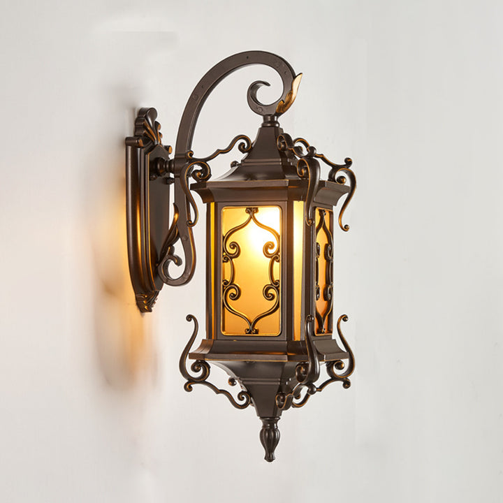 Cadre de sculpture en arc en aluminium européen traditionnel avec verre ondulé à une lumière, applique murale étanche pour jardin 