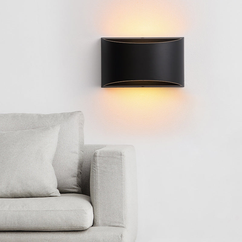 Lámpara de Aplique de Pared LED Impermeable Iluminada Hacia Arriba y Abajo de Aluminio Curvado Moderno Minimalista Para Patio Exterior 