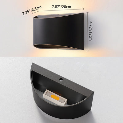 Lámpara de Aplique de Pared LED Impermeable Iluminada Hacia Arriba y Abajo de Aluminio Curvado Moderno Minimalista Para Patio Exterior 