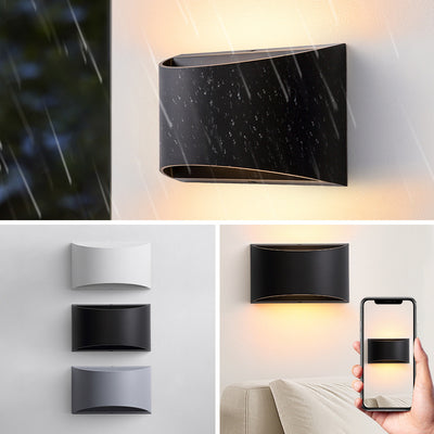 Lámpara de Aplique de Pared LED Impermeable Iluminada Hacia Arriba y Abajo de Aluminio Curvado Moderno Minimalista Para Patio Exterior 