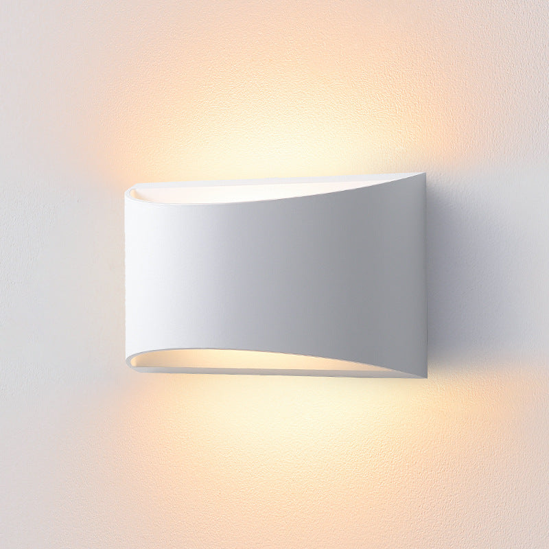 Lámpara de Aplique de Pared LED Impermeable Iluminada Hacia Arriba y Abajo de Aluminio Curvado Moderno Minimalista Para Patio Exterior 