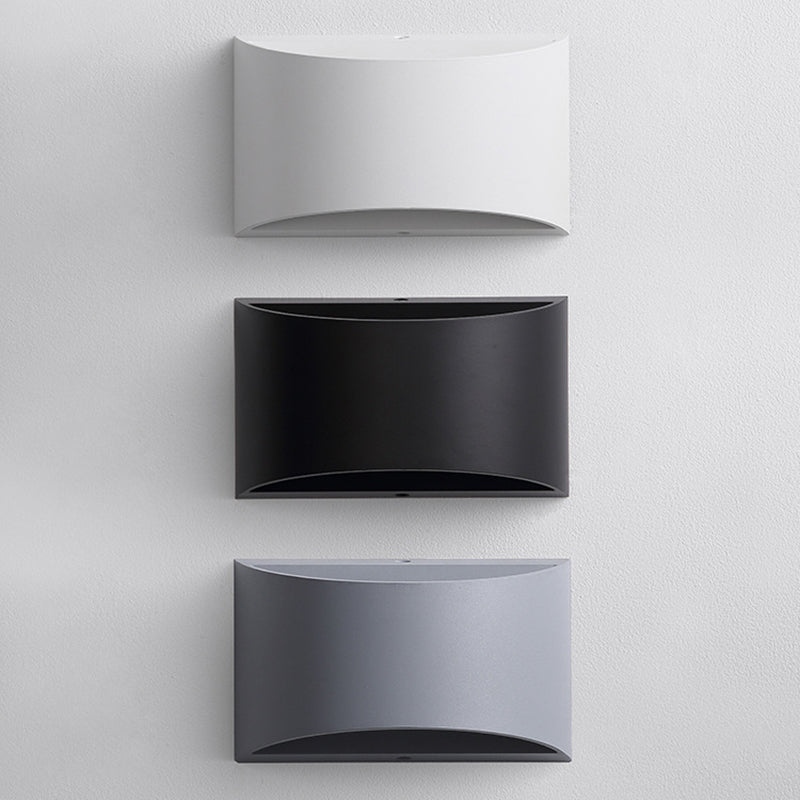 Applique murale LED moderne minimaliste en aluminium courbé, éclairée de haut en bas, pour patio extérieur 