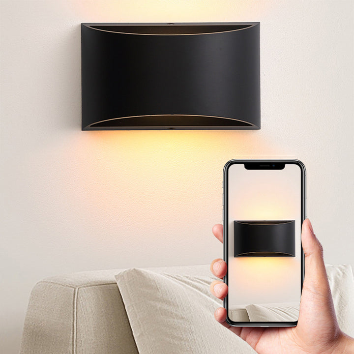 Applique murale LED moderne minimaliste en aluminium courbé, éclairée de haut en bas, pour patio extérieur 