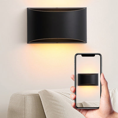 Lámpara de Aplique de Pared LED Impermeable Iluminada Hacia Arriba y Abajo de Aluminio Curvado Moderno Minimalista Para Patio Exterior 