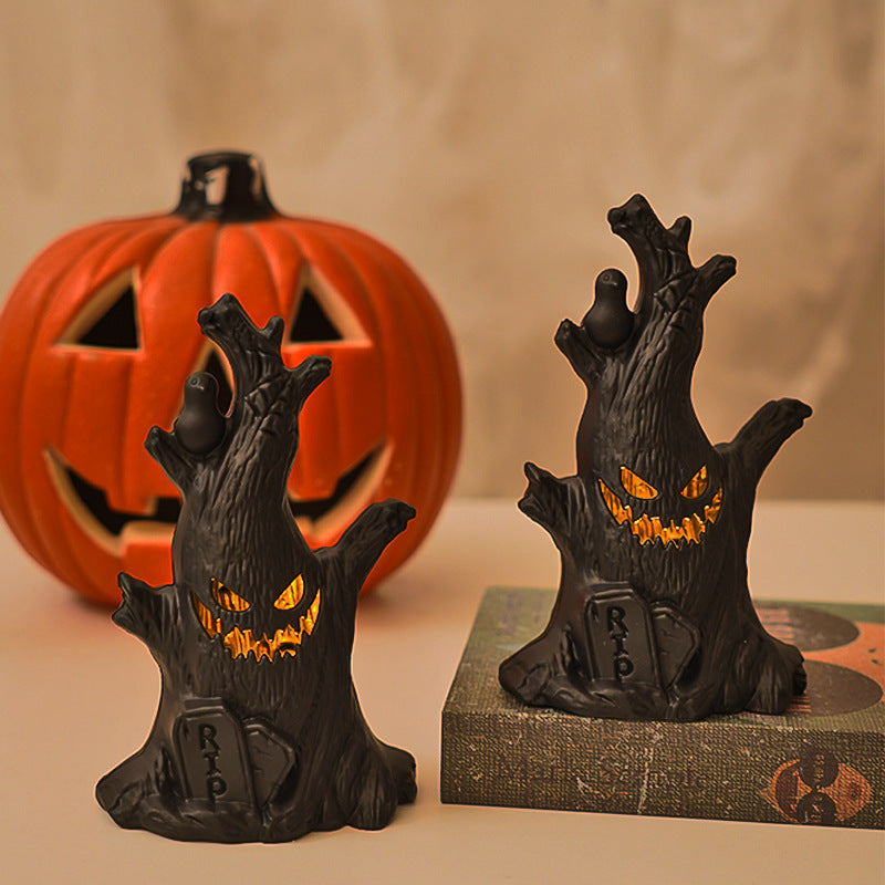 Lampe de table LED en plastique en forme de visage fantôme créatif contemporain pour chambre à coucher 