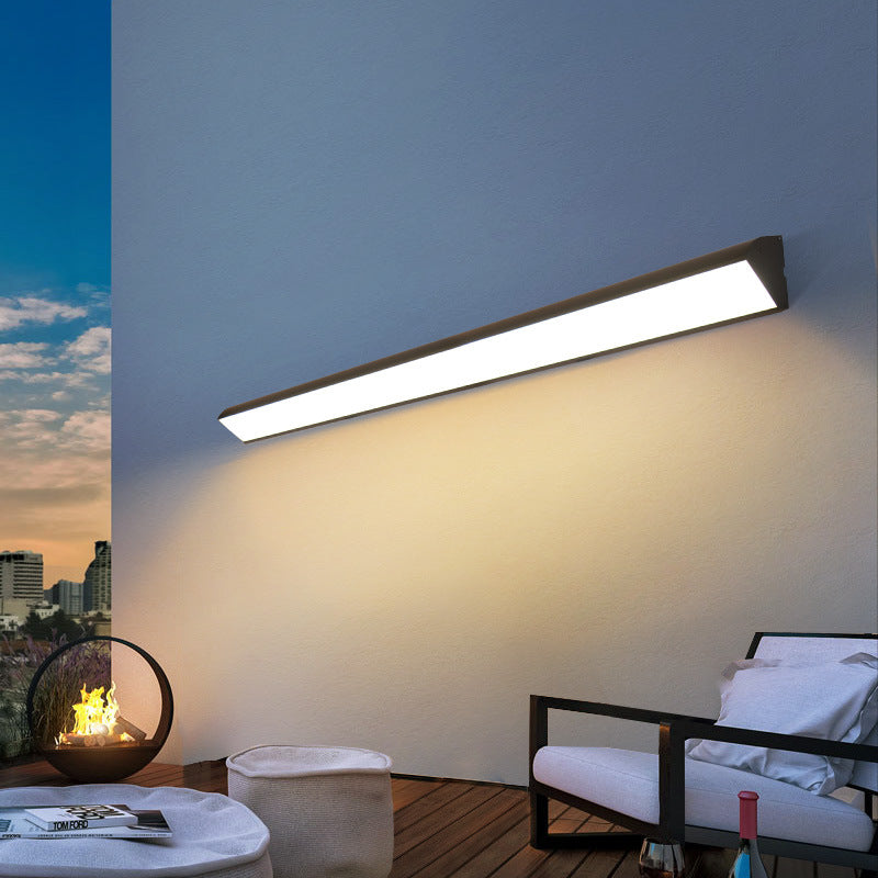 Lámpara de Aplique de Pared Impermeable LED de Aluminio en Línea Larga de Simplicidad Moderna para Patio Exterior 