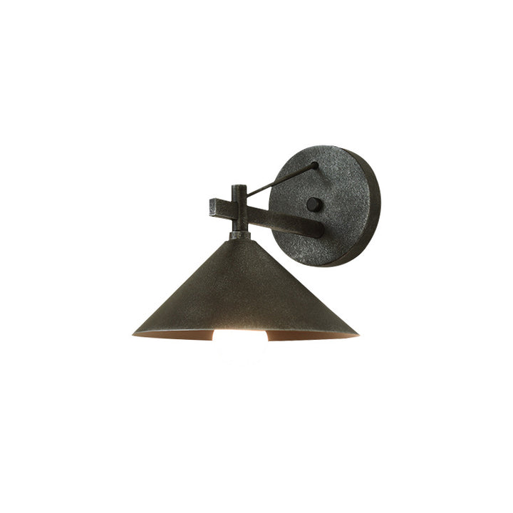 Lámpara de aplique de pared impermeable para exteriores con cono geométrico de hierro nórdico contemporáneo de 1 luz para jardín 