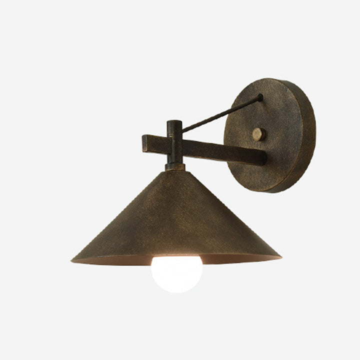 Lámpara de aplique de pared impermeable para exteriores con cono geométrico de hierro nórdico contemporáneo de 1 luz para jardín 