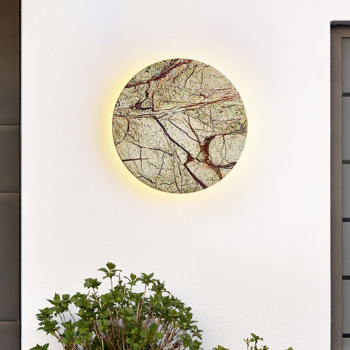 Lámpara de pared impermeable LED geométrica de círculo de mármol minimalista moderno para patio exterior 