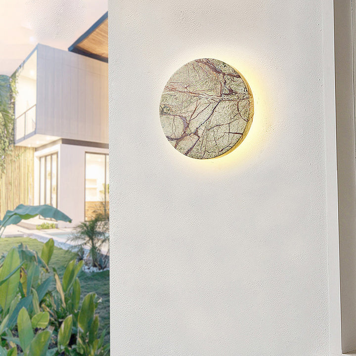 Lámpara de pared impermeable LED geométrica de círculo de mármol minimalista moderno para patio exterior 