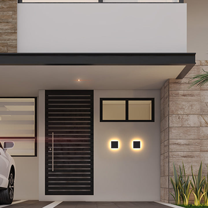 Lámpara de Aplique de Pared Exterior LED Cuadrada Geométrica Minimalista Moderna de Aluminio Impermeable para Patio Exterior 