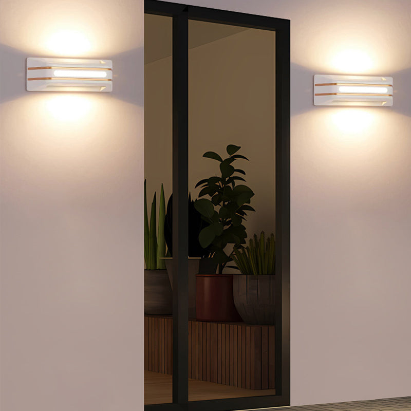 Lámpara Aplique de Pared LED Impermeable Iluminada Hacia Arriba y Hacia Abajo de Aluminio Rectangular Minimalista Moderna Para Patio Exterior 