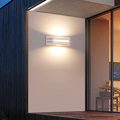 Lámpara Aplique de Pared LED Impermeable Iluminada Hacia Arriba y Hacia Abajo de Aluminio Rectangular Minimalista Moderna Para Patio Exterior 