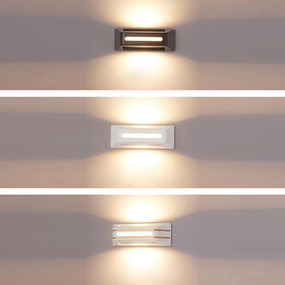 Lámpara Aplique de Pared LED Impermeable Iluminada Hacia Arriba y Hacia Abajo de Aluminio Rectangular Minimalista Moderna Para Patio Exterior 