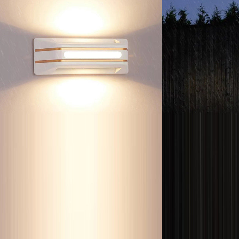 Lámpara Aplique de Pared LED Impermeable Iluminada Hacia Arriba y Hacia Abajo de Aluminio Rectangular Minimalista Moderna Para Patio Exterior 