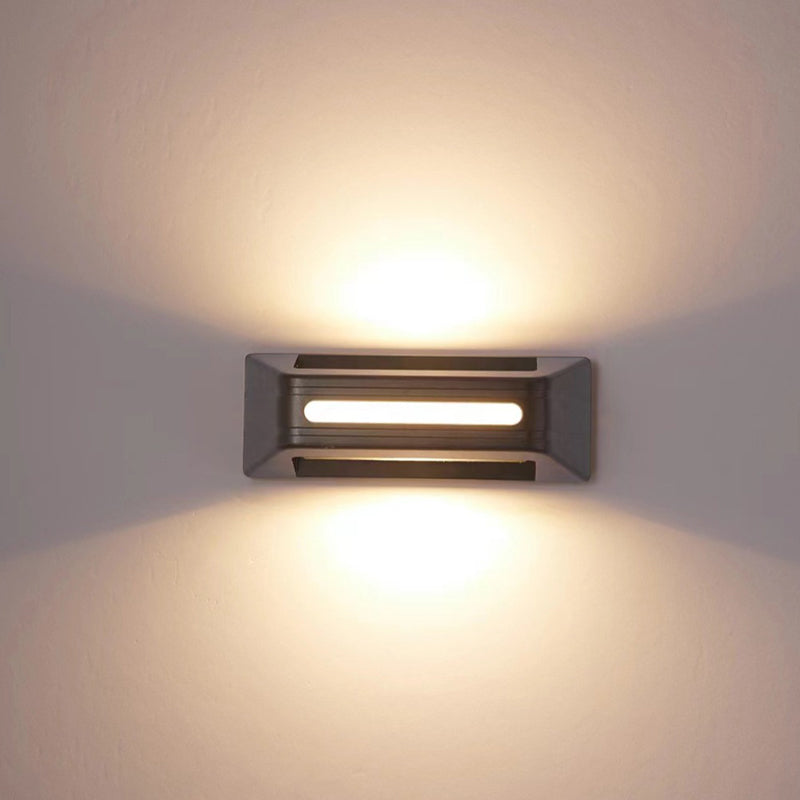 Lámpara Aplique de Pared LED Impermeable Iluminada Hacia Arriba y Hacia Abajo de Aluminio Rectangular Minimalista Moderna Para Patio Exterior 
