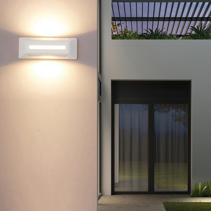 Lámpara Aplique de Pared LED Impermeable Iluminada Hacia Arriba y Hacia Abajo de Aluminio Rectangular Minimalista Moderna Para Patio Exterior 