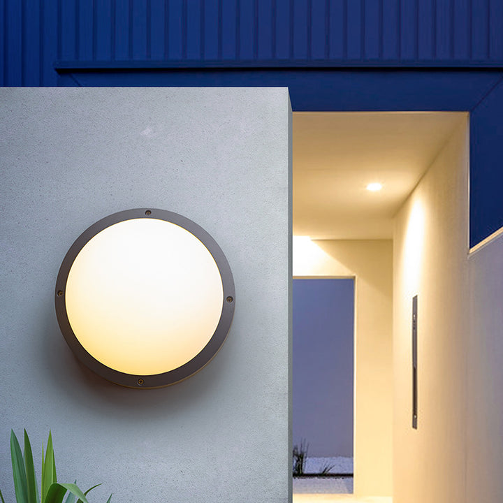 Modern Minimalist Round Aluminum Acrylic LED Waterproof Outdoor Flush Mount Ceiling Light For Garden