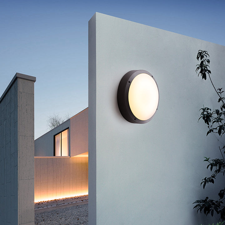 Modern Minimalist Round Aluminum Acrylic LED Waterproof Outdoor Flush Mount Ceiling Light For Garden