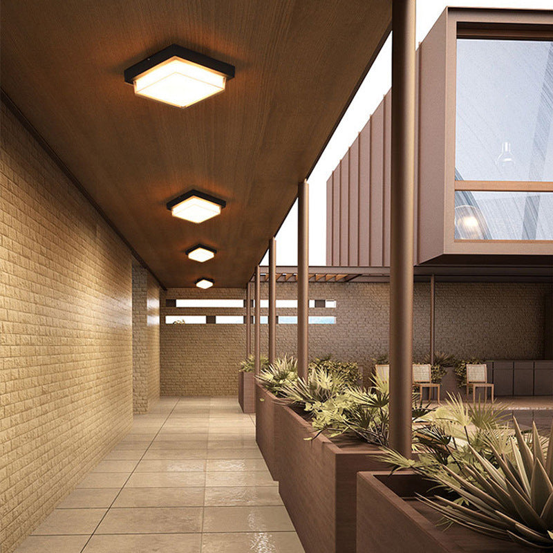 Contemporary Industrial Square Aluminum Acrylic LED Waterproof