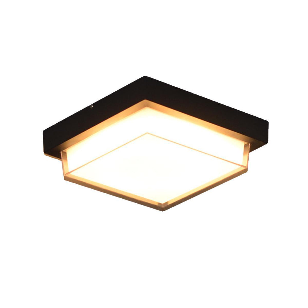 Plafonnier extérieur contemporain carré en aluminium acrylique LED étanche pour jardin 