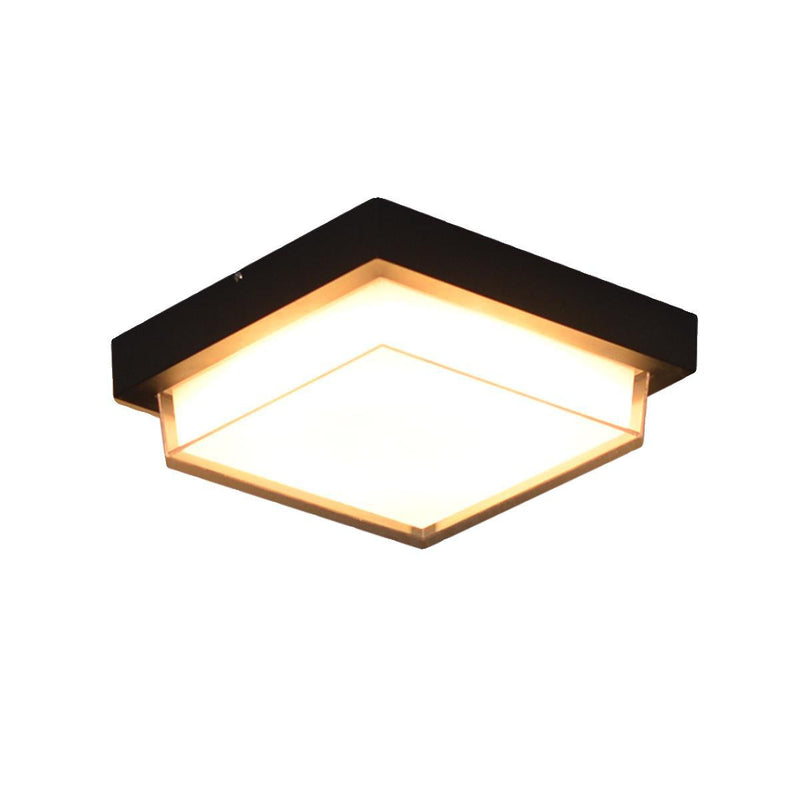 Plafonnier extérieur contemporain carré en aluminium acrylique LED étanche pour jardin 