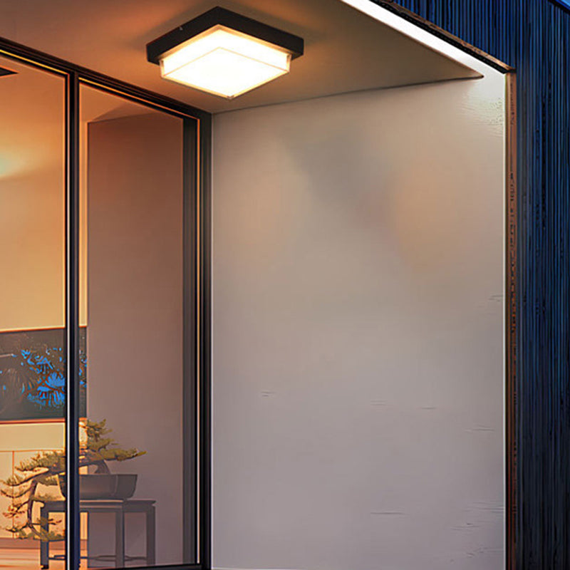 Plafonnier extérieur contemporain carré en aluminium acrylique LED étanche pour jardin 