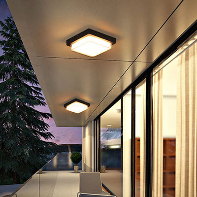 Plafonnier extérieur contemporain carré en aluminium acrylique LED étanche pour jardin 