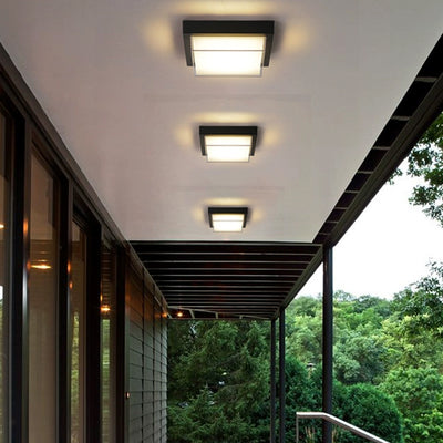 Plafonnier extérieur contemporain carré en aluminium acrylique LED étanche pour jardin 