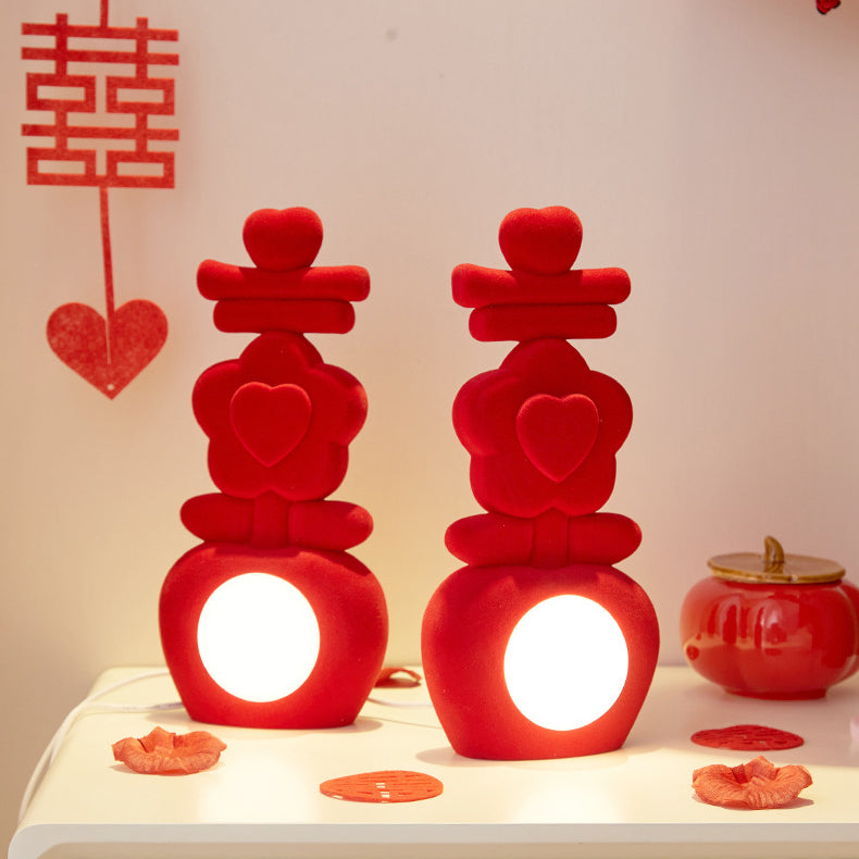 Lampe de table LED en acrylique avec décoration florale en résine USB chinoise traditionnelle pour chambre à coucher 
