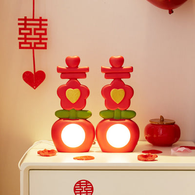 Lampe de table LED en acrylique avec décoration florale en résine USB chinoise traditionnelle pour chambre à coucher 