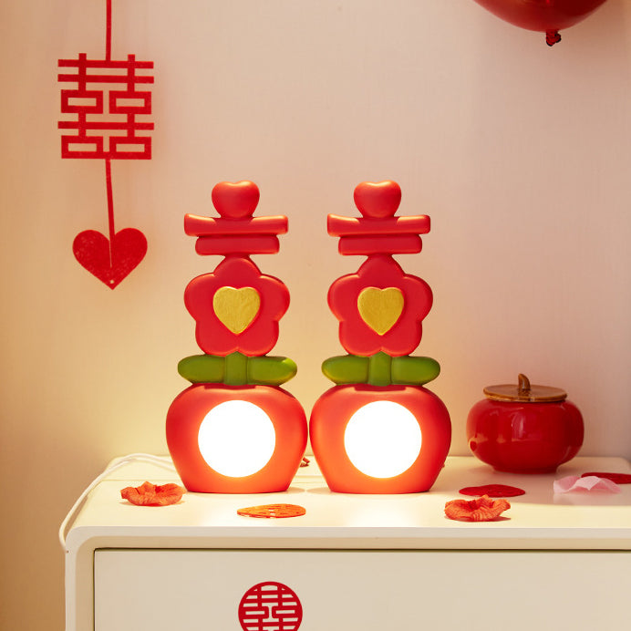 Lampe de table LED en acrylique avec décoration florale en résine USB chinoise traditionnelle pour chambre à coucher 