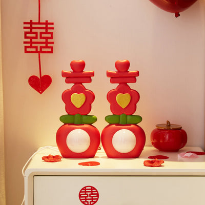 Lampe de table LED en acrylique avec décoration florale en résine USB chinoise traditionnelle pour chambre à coucher 