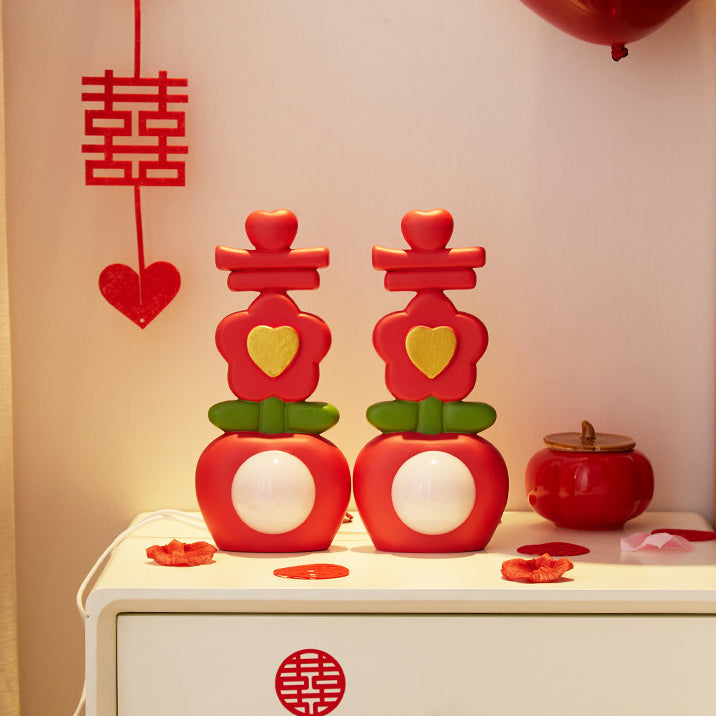 Lampe de table LED en acrylique avec décoration florale en résine USB chinoise traditionnelle pour chambre à coucher 
