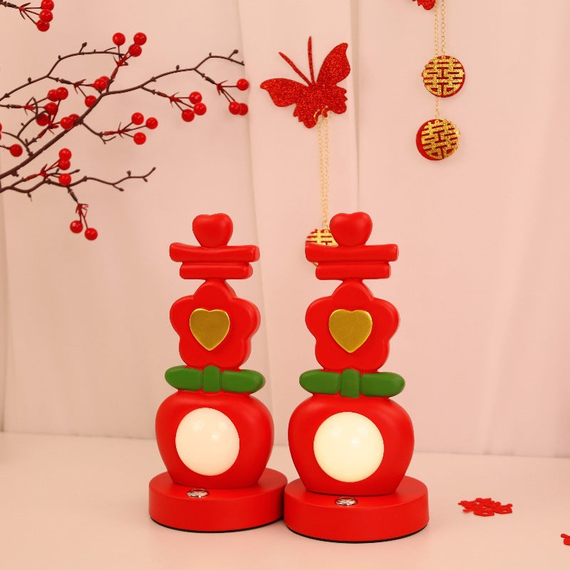 Lampe de table LED en acrylique avec décoration florale en résine USB chinoise traditionnelle pour chambre à coucher 
